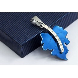 Maple Mens Leaf-Shaped Exquisite Titanium Pendant - Free Chain
