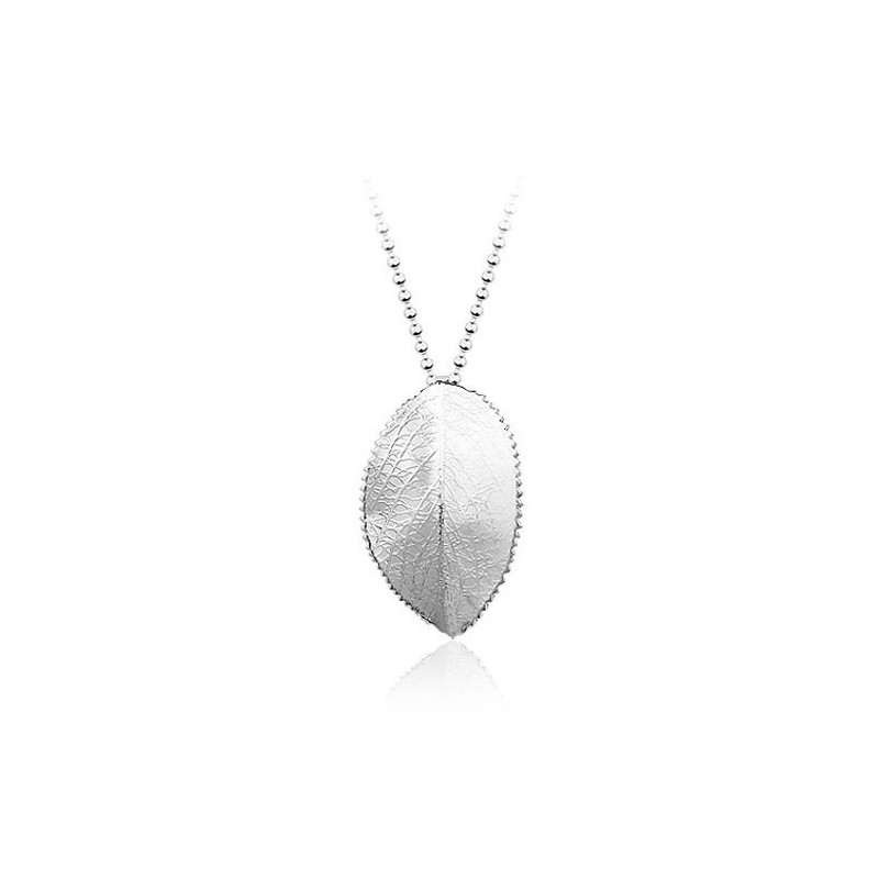 Simple Mens Leaf-Shaped Titanium Pendant - Free Chain