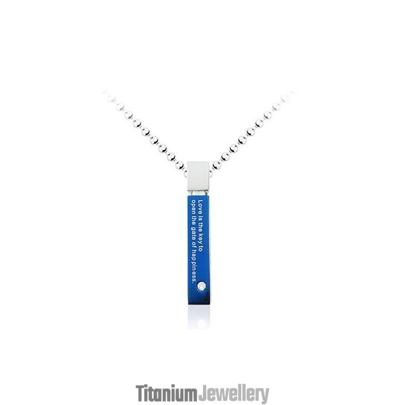 Super Mens Beautiful Blue Titanium Pendant - Free Chain