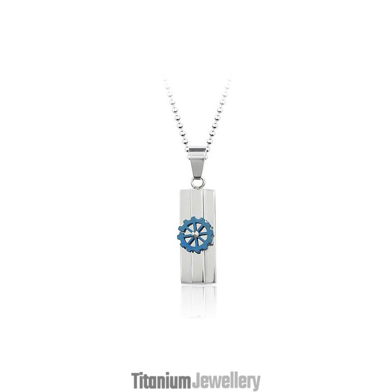Unique Mens Silver Titanium Pendant - Free Chain Unique Mens Silver Titanium Pendant - Free Chain