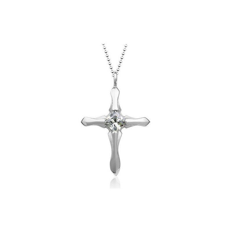 Stylish Mens Titanium Cross Pendant - Free Chain