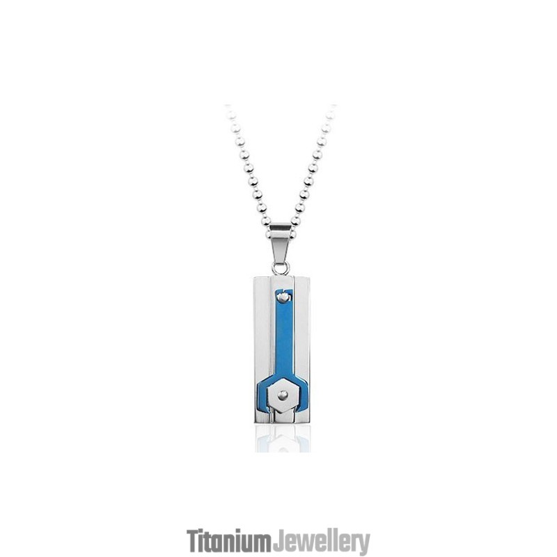 Calm Blue Titanium Pendant Mechanical - Free Chain