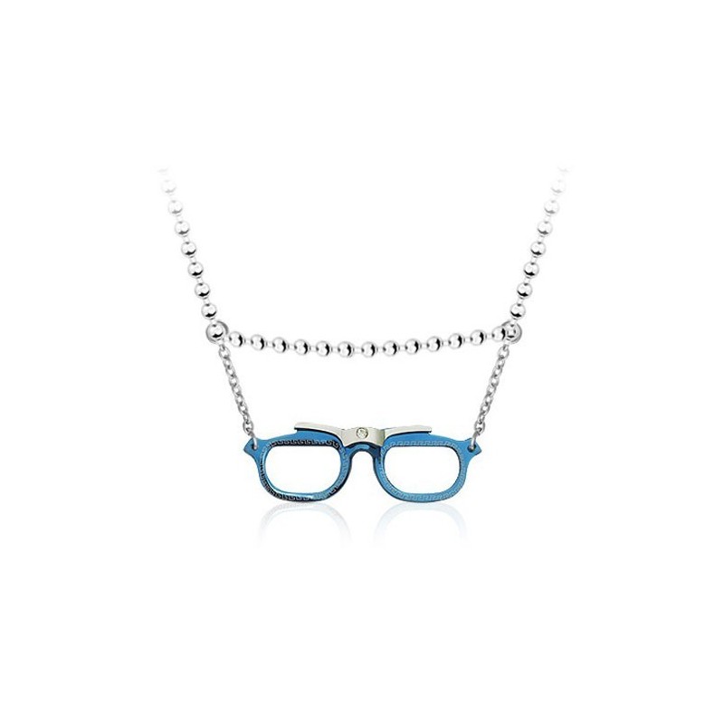 Popular Mens Glasses Shaped Titanium Pendant - Free Chain