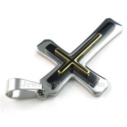 Three Tier Titanium Cross Pendant Necklace (Free Chain)