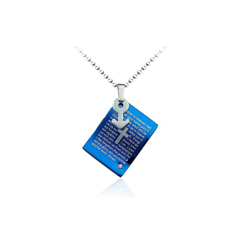 Strong Masculine Blue Titanium Pendant - Free Chain