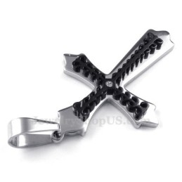 Black Titanium Cross Pendant Necklace (Free Chain)