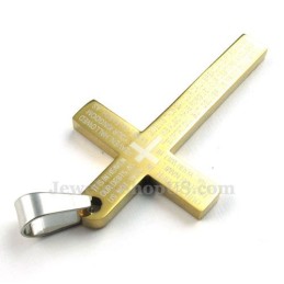 Scripture Titanium Gold Cross Pendant Necklace (Free Chain)