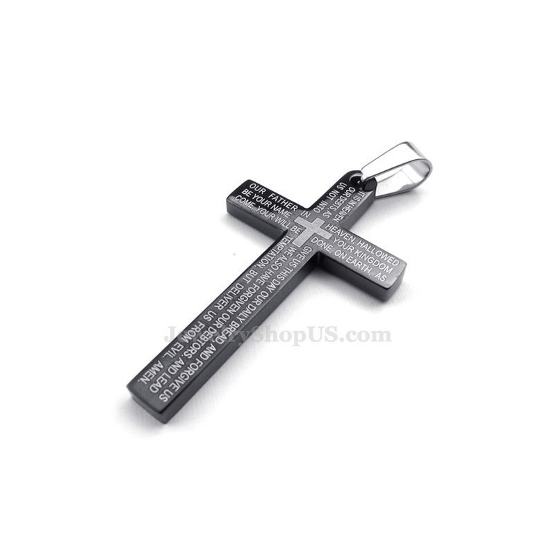 Scripture Titanium Black Cross Pendant Necklace (Free Chain) Scripture Titanium Black Cross Pendant Necklace (Free Chain)