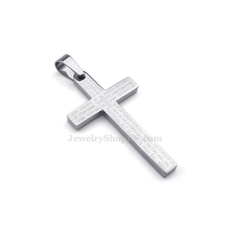Scripture Titanium Cross Pendant Necklace (Free Chain)
