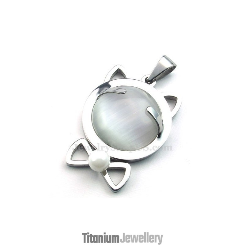 Silver Titanium Cats Eye Pendant Necklace (Free Chain) Silver Titanium Cats Eye Pendant Necklace (Free Chain)