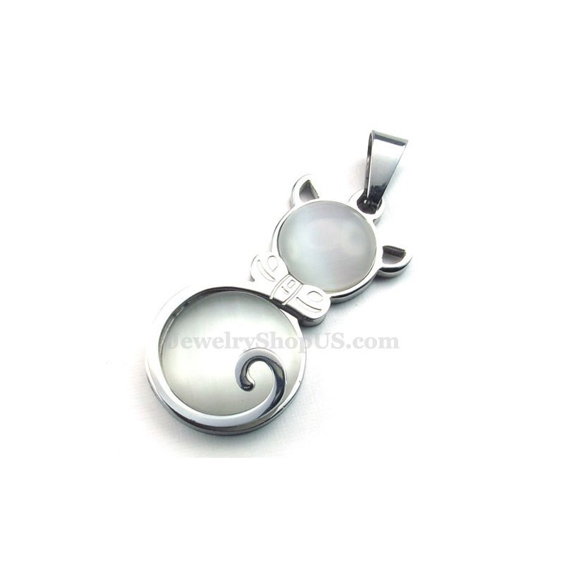 Silver Cats Eye Titanium Pendant Necklace (Free Chain) Silver Cats Eye Titanium Pendant Necklace (Free Chain)