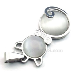 Silver Cats Eye Titanium Pendant Necklace (Free Chain)