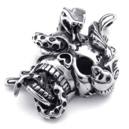 Titanium Skull Snake Pendant Necklace (Free Chain)