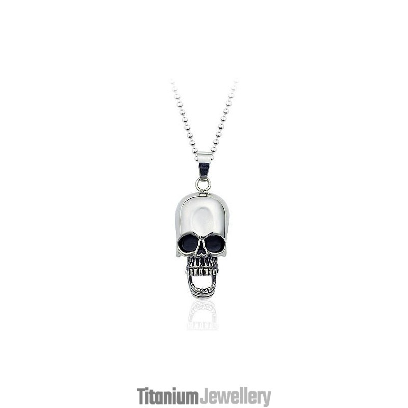 New Style Mens Human Skull Titanium Pendant - Free Chain