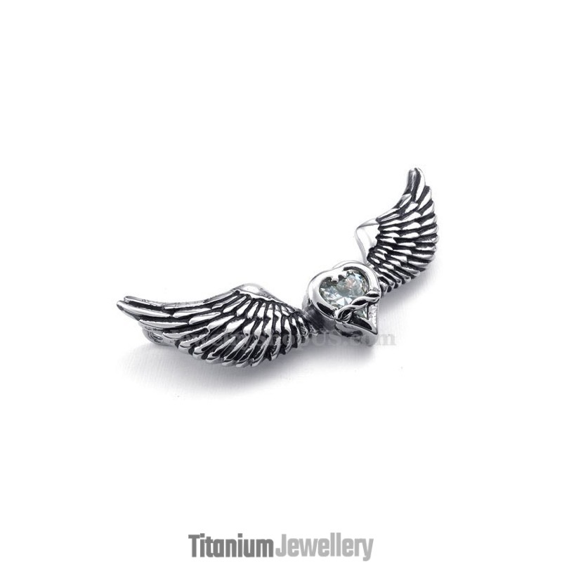 White Zircon Titanium Wings Pendant Necklace (Free Chain) White Zircon Titanium Wings Pendant Necklace (Free Chain)