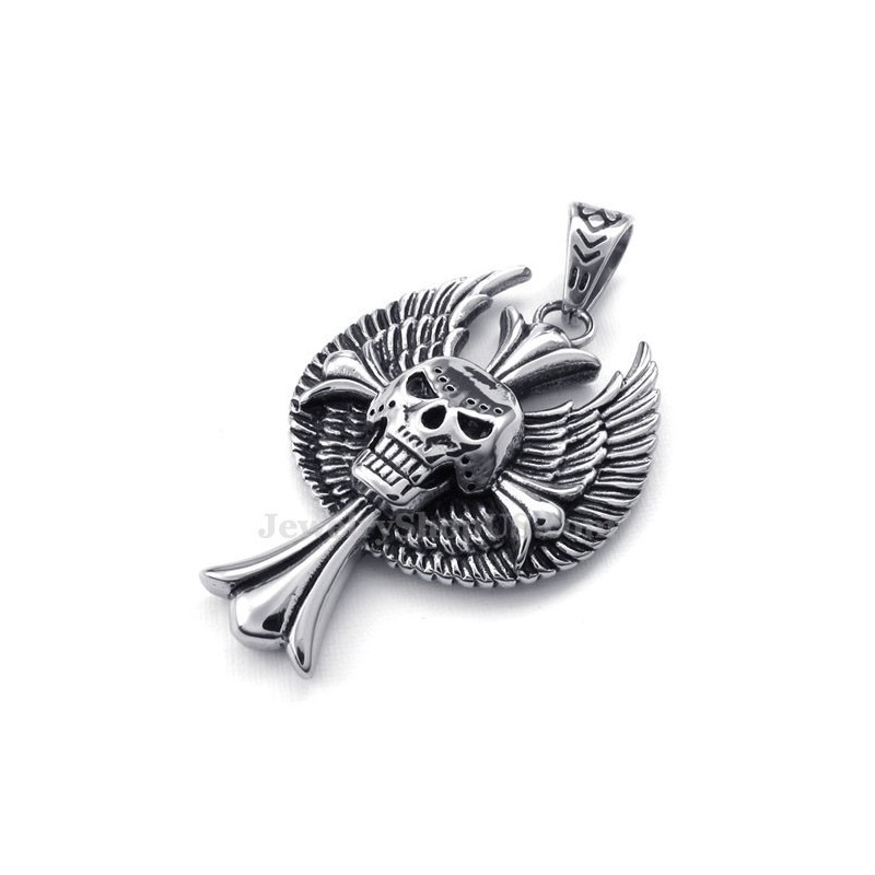 Titanium Wings Skull Cross Pendant Necklace (Free Chain) Titanium Wings Skull Cross Pendant Necklace (Free Chain)