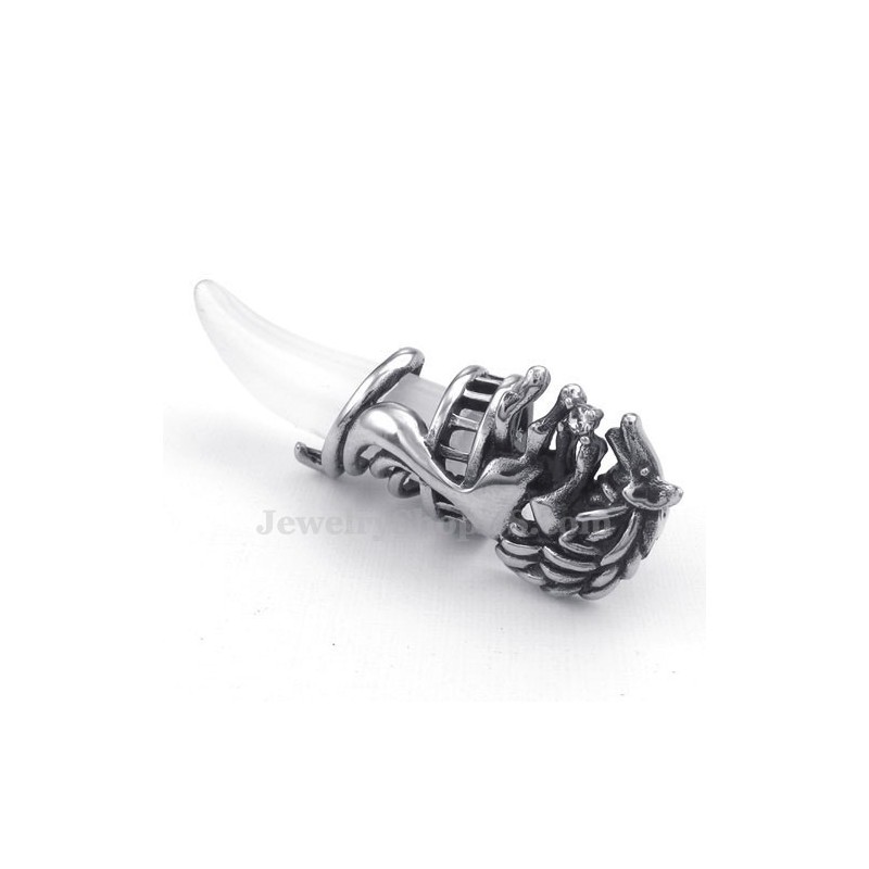 Exquisite Titanium Wolf'S Fang Pendant Necklace (Free Chain)