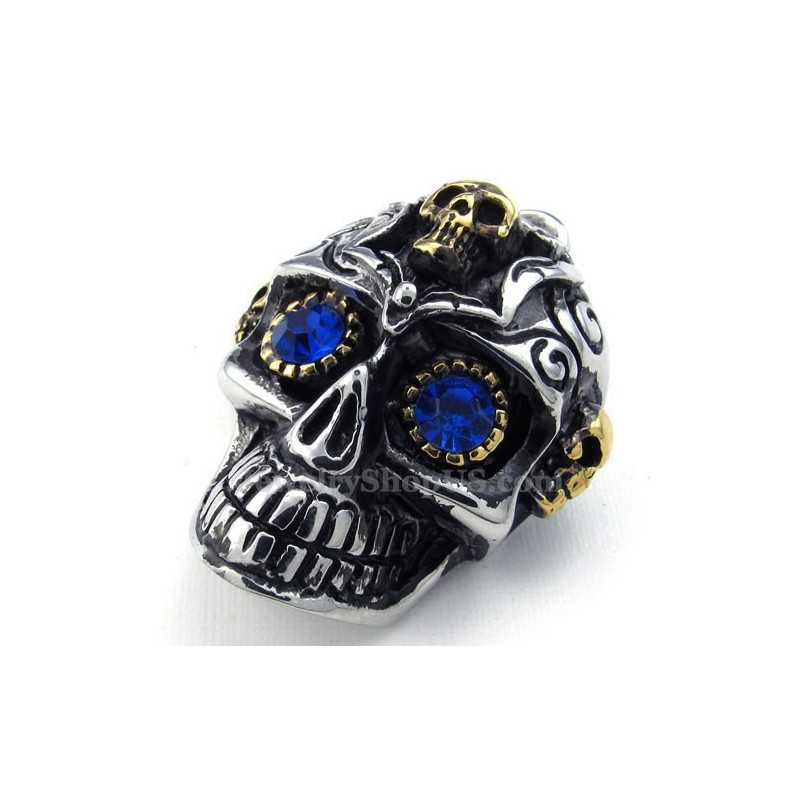 Blue Eyes Titanium Skull Pendant Necklace (Free Chain) Blue Eyes Titanium Skull Pendant Necklace (Free Chain)