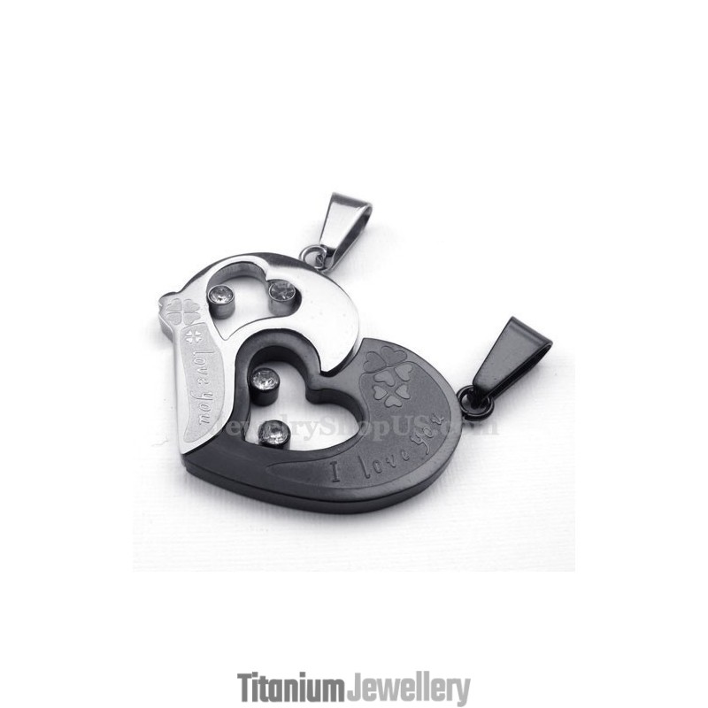 Titanium Couples Hearts Pendant Necklace (Free Chain)(One Pair) Titanium Couples Hearts Pendant Necklace (Free Chain)(One Pair)