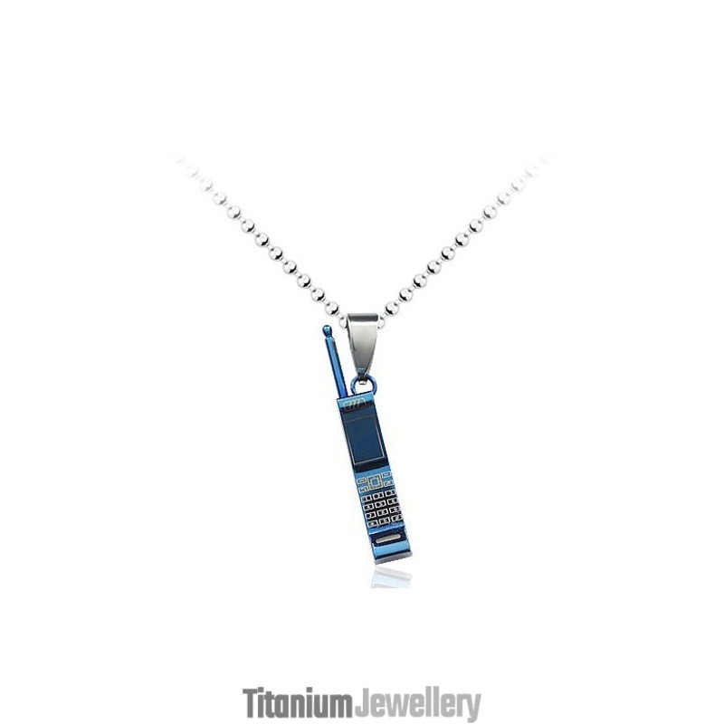 New Style Mens Blue Mobile Phone Titanium Pendant - Free Chain