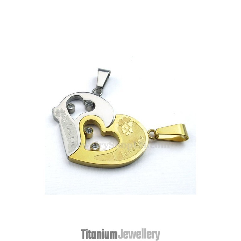Fashion Kiss Puzzle Titanium Couples Pendant Necklace Love Gift (Free Chain)(One Pair) Fashion Kiss Puzzle Titanium Couples Pendant Necklace Love Gift (Free Chain)(One Pair)