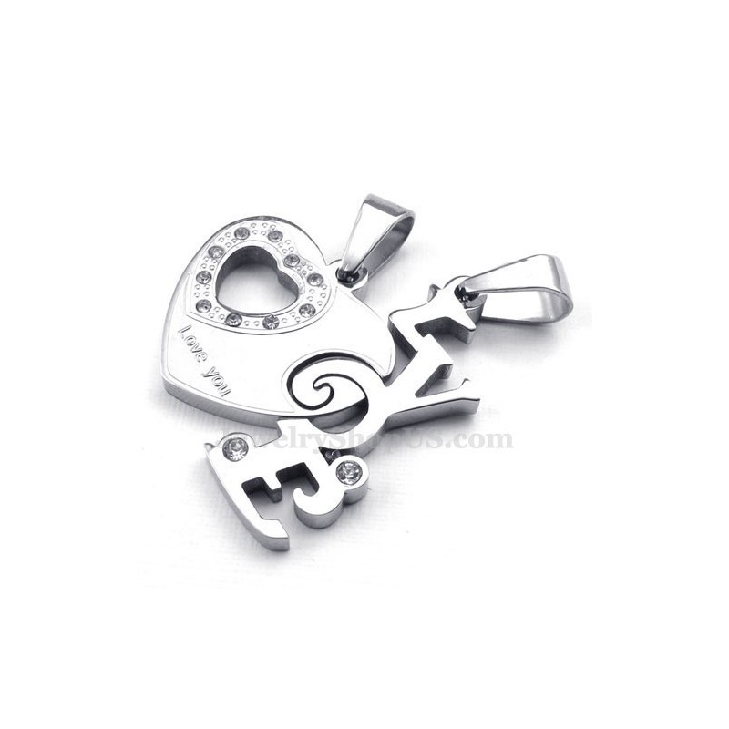 Charming Hearts Titanium Couples Pendant Necklace (Free Chain)(One Pair)