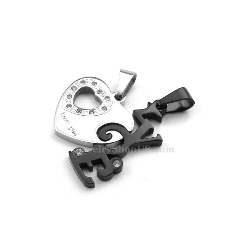 Fashion Titanium Couples Hearts Pendant Necklace (Free Chain)(One Pair)