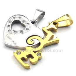 Fashion Titanium Couples Hearts Pendant Necklace (Free Chain)(One Pair)