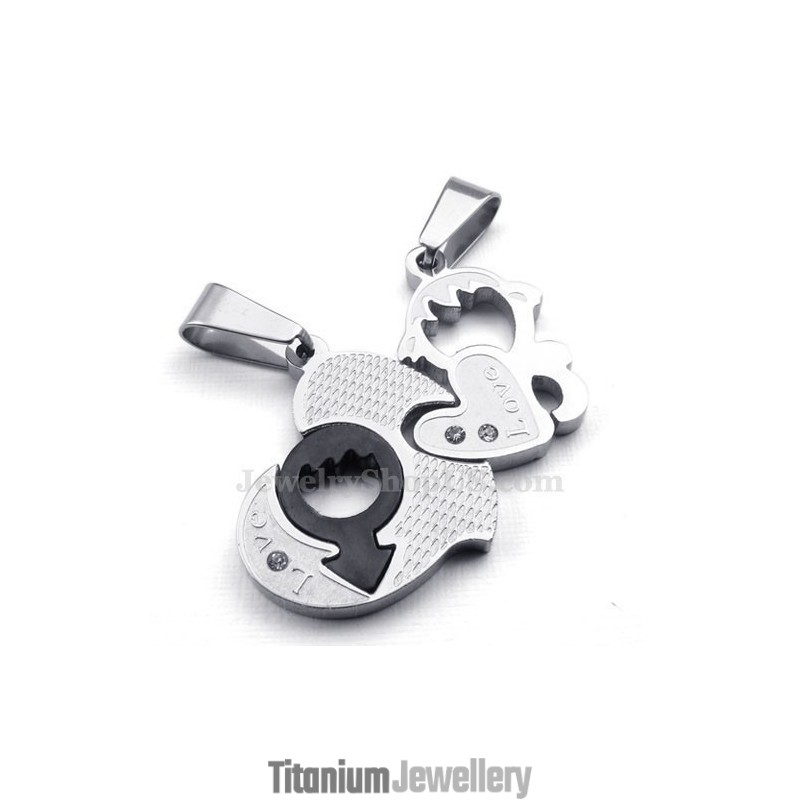 Titanium Couples Two Hearts Pendant Necklace (Free Chain)(One Pair) Titanium Couples Two Hearts Pendant Necklace (Free Chain)(One Pair)