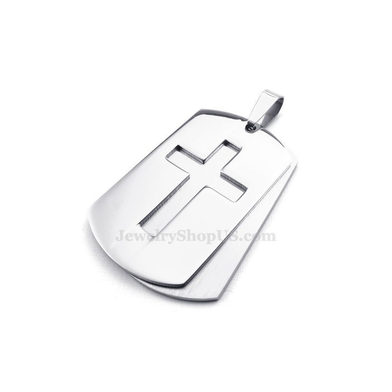 Silver Cards Titanium Cross Pendant Necklace (Free Chain) Silver Cards Titanium Cross Pendant Necklace (Free Chain)