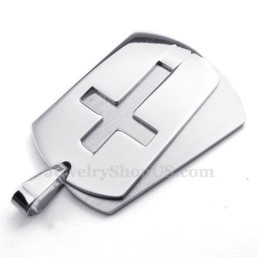 Silver Cards Titanium Cross Pendant Necklace (Free Chain)