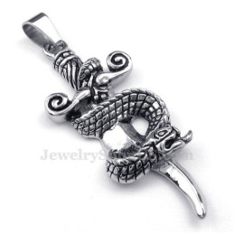 Titanium Snake Sword Pendant Necklace (Free Chain)