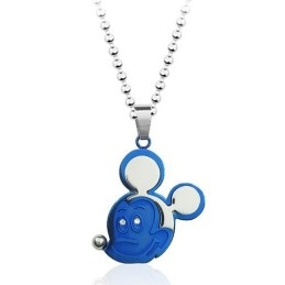 Blue Mickey Mouse Titanium Pendant - Free Chain