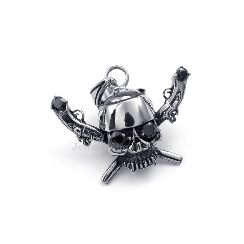 Exquisite Titanium Pirate Skull Pendant Necklace (Free Chain)