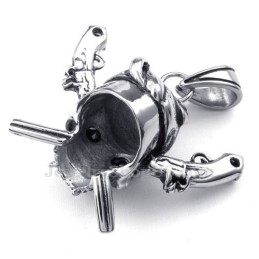 Exquisite Titanium Pirate Skull Pendant Necklace (Free Chain)