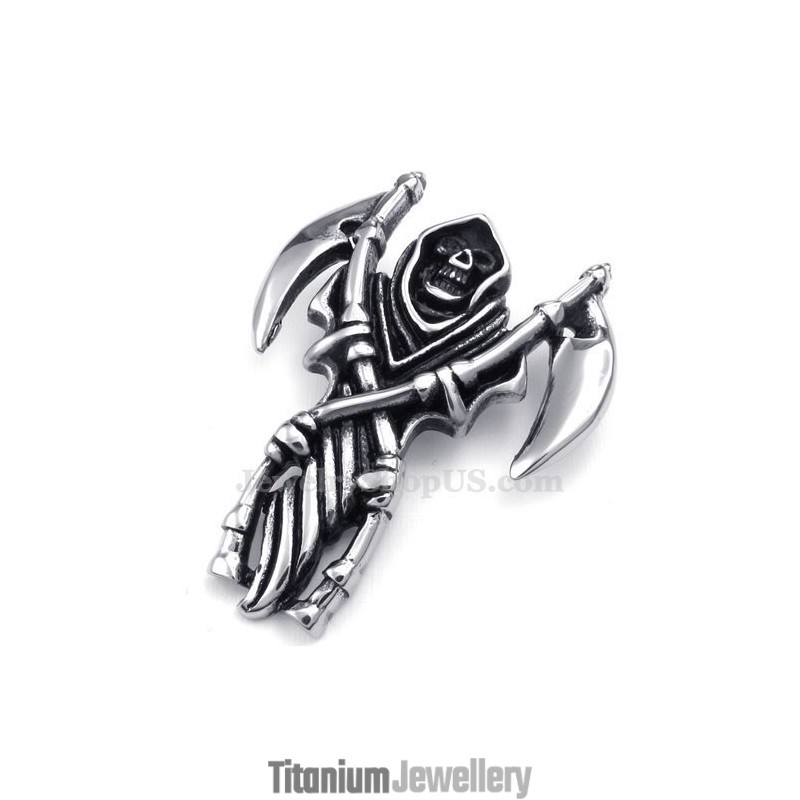 Titanium Grim Reaper Pendant Necklace (Free Chain) Titanium Grim Reaper Pendant Necklace (Free Chain)