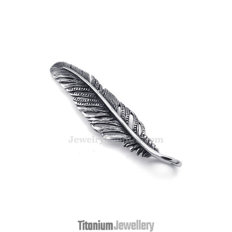 Titanium Feather Pendant Necklace (Free Chain) Titanium Feather Pendant Necklace (Free Chain)