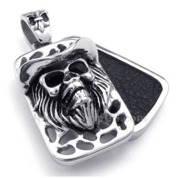 Cards Titanium Skull Pendant Necklace (Free Chain)