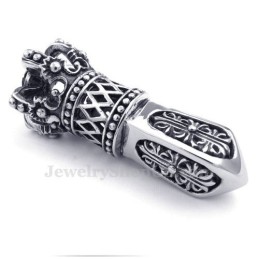 Black Zircon Titanium Imperial Crown Pendant Necklace (Free Chain)