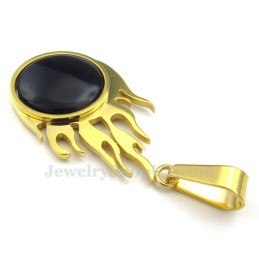 Titanium Gold Fireball Pendant Necklace (Free Chain)