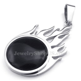 Titanium Silver Fireball Pendant Necklace (Free Chain)