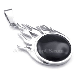 Titanium Silver Fireball Pendant Necklace (Free Chain)