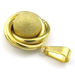 Gold Ball Titanium Pendant Necklace (Free Chain)