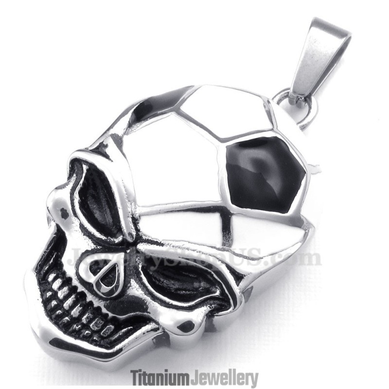 Titanium Football And Soccer Skull Pendant Necklace (Free Chain) Titanium Football And Soccer Skull Pendant Necklace (Free Chain)
