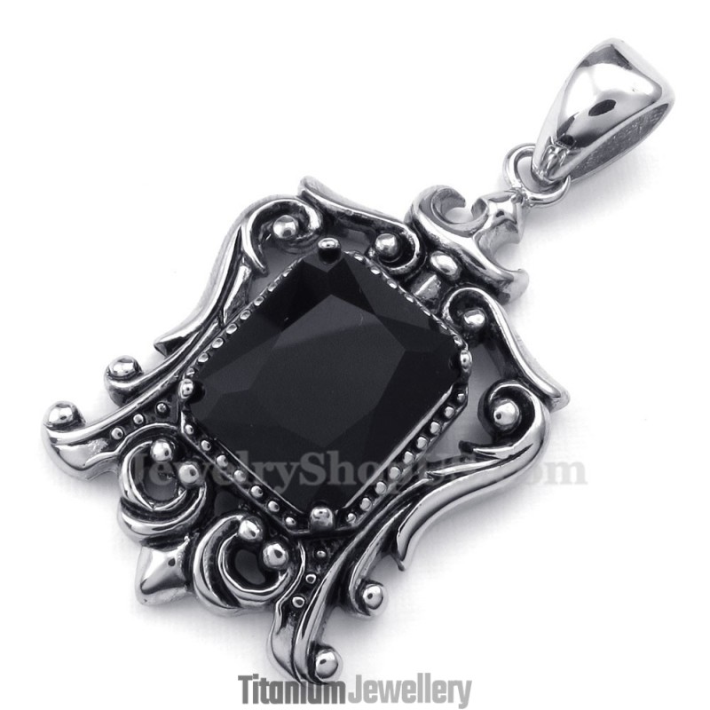 Black Zircon Titanium Pendant Necklace (Free Chain) Black Zircon Titanium Pendant Necklace (Free Chain)