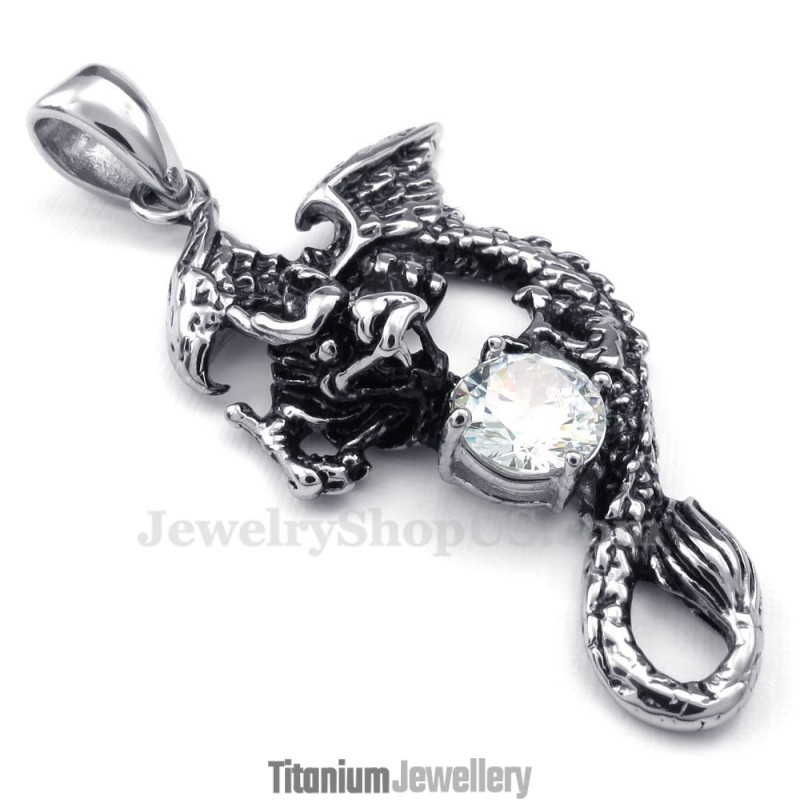 White Zircon Titanium Pterosaur Pendant Necklace (Free Chain) White Zircon Titanium Pterosaur Pendant Necklace (Free Chain)