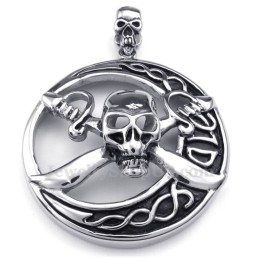 Titanium Pirate Skull Pendant Necklace (Free Chain)