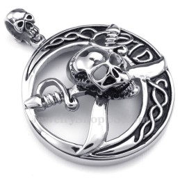 Titanium Pirate Skull Pendant Necklace (Free Chain)