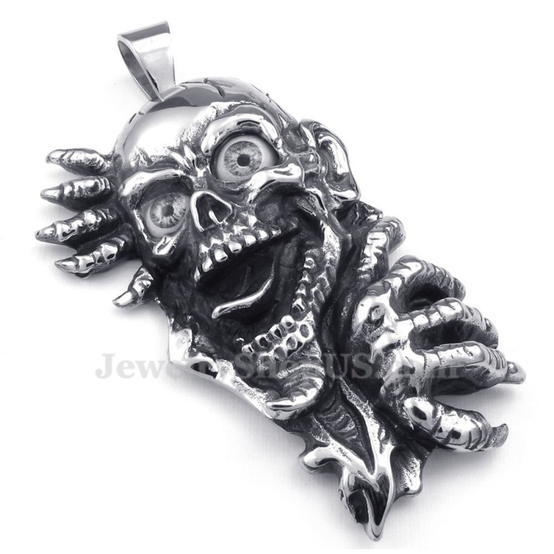 Black Eyes Titanium Skull Pendant Necklace (Free Chain) Black Eyes Titanium Skull Pendant Necklace (Free Chain)