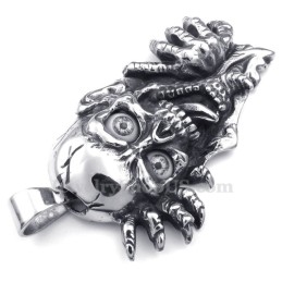 Black Eyes Titanium Skull Pendant Necklace (Free Chain)